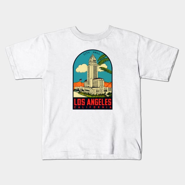 1960s Los Angeles City Hall Kids T-Shirt by historicimage